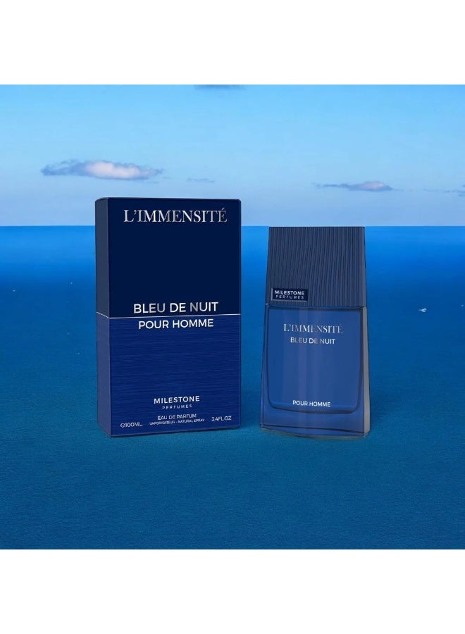Milestone L’Immensite Bleu De Nuit - For Men - EDP - 100ml - Image 4